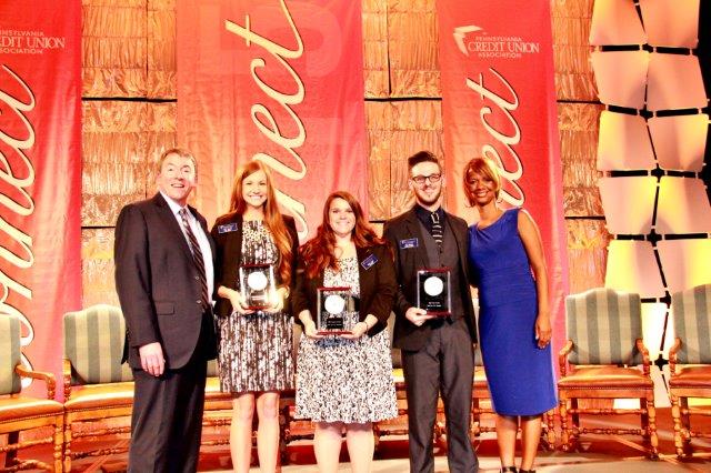 Photo caption: Sara Newell was recently named the 2015 Credit Union Youth Ambassador of Pennsylvania. Pictured left to right are: PCUA President & CEO Patrick Conway; Newell; First Alternate Becca Grosh; Second Alternate Eric Ammon; and PCUA Board Chair Maria LaVelle.