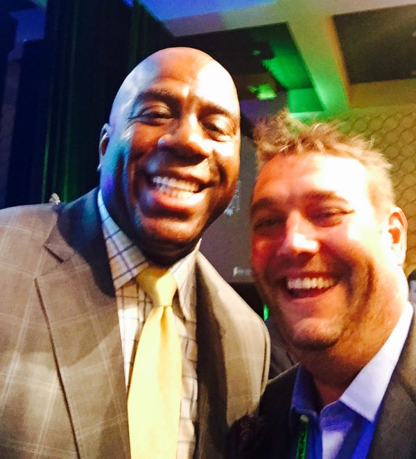 Magic selfie - CUInsight.com publisher Randy Smith with Magic Johnson