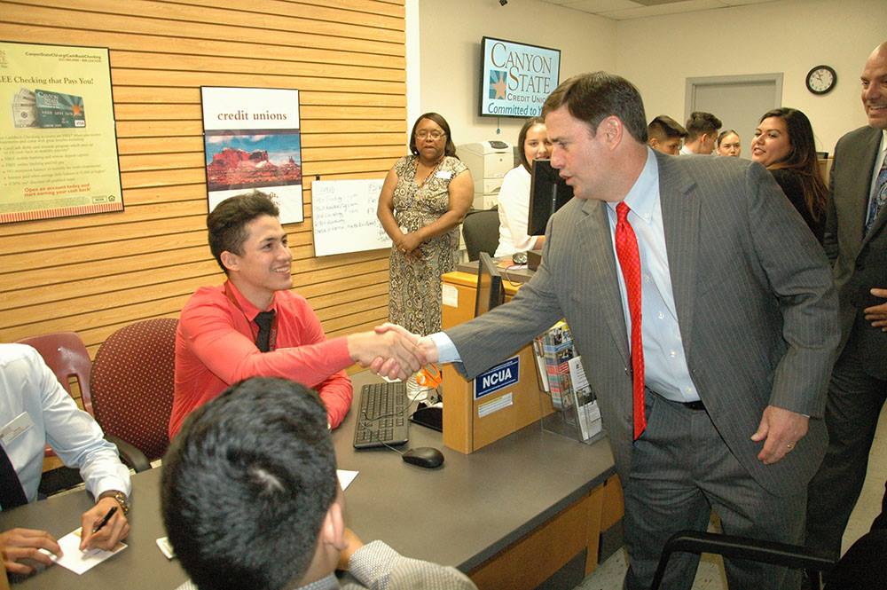 Governor Ducey Visits Canyon State Credit Union s Student run Branch At 