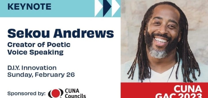 Spoken-word poet, inspirational speaker Sekou Andrews to open CUNA GAC