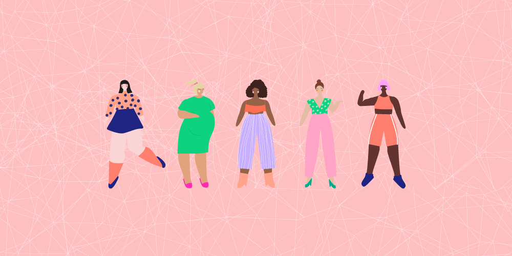 Women on pink background