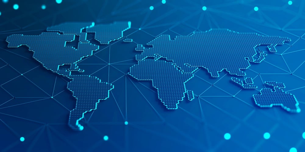 Picture1|Abstract Map Of Continents. Globalization And Geopolitics In High-tech World Of Future. 3d Illustrat
