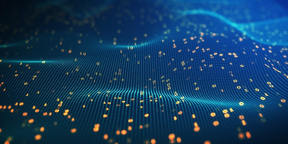 Abstract Technology Big Data Concept. Big Data Binary Code Futuristic Information Technology