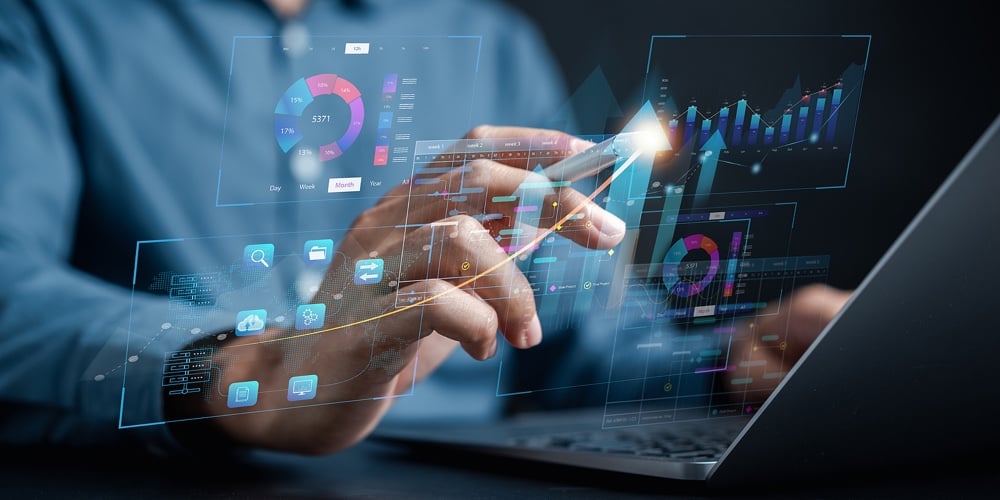 Analyst Working With Computer In Business Analytics And Data Management System To Make Report With K