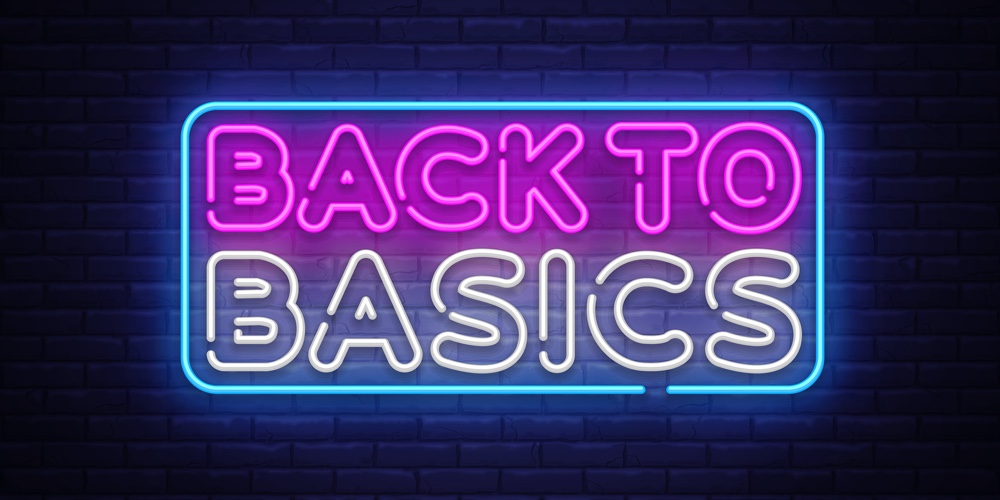 Back To Basics Neon Text Vector Design Template. Back To Basics Neon Logo