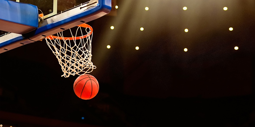 Basketball basket with all going through net