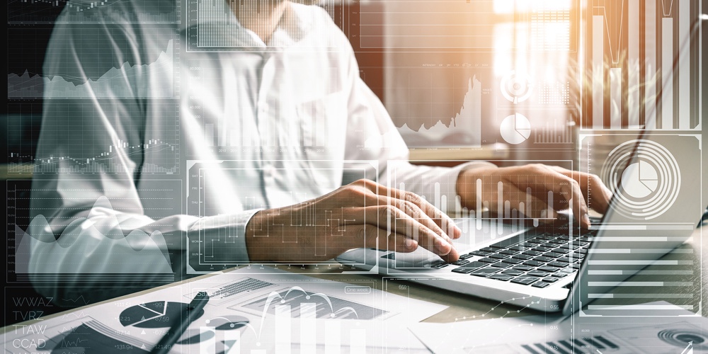 Big Data Technology For Business Finance Concept.