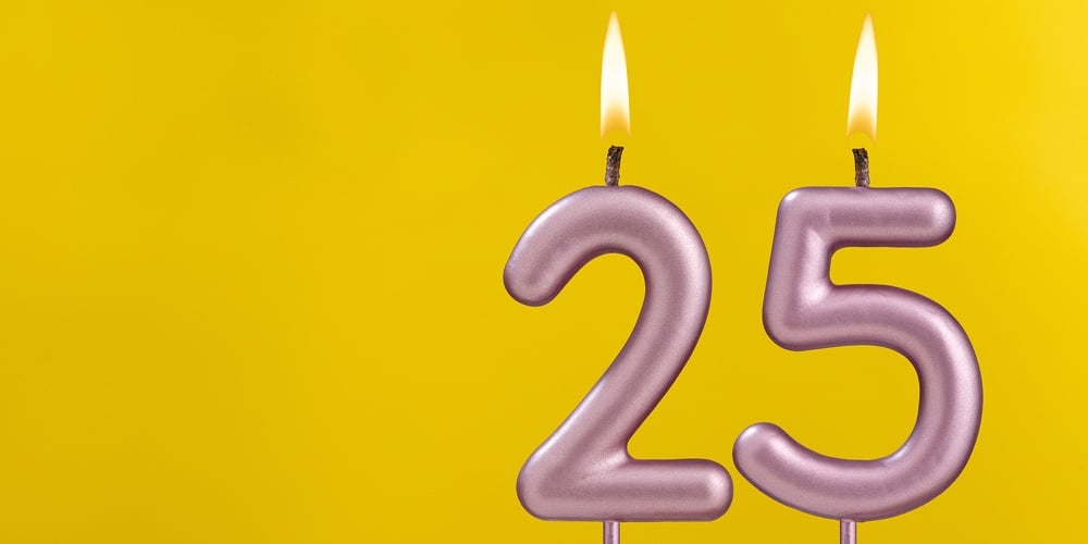 Birthday Candle Number 25 – Birthday Celebration On Yellow Background