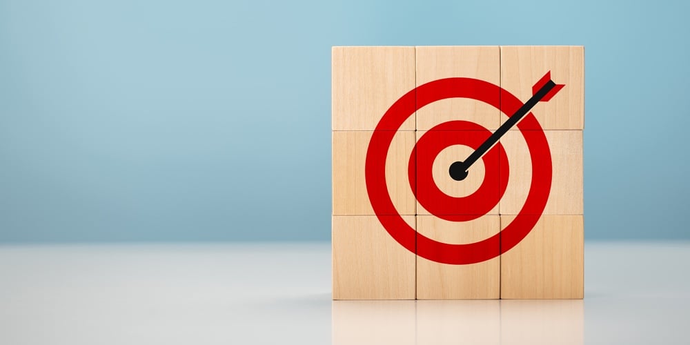 Business Achievement Goal And Objective Target Concept. Target Marketing And Business Success. Targe