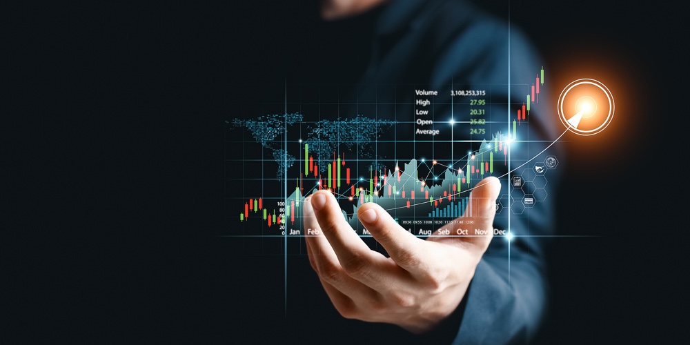 Businessman Analyze Sales Data And Graph Economic Growth. Planning And Business Strategy Analysis Of|Stock Market Indicator And Financial Data View From Led. Double Explosure  Financial Graph And Stock|Stock Market Indicator And Financial Data View From Led. Double Explosure  Financial Graph And Stock