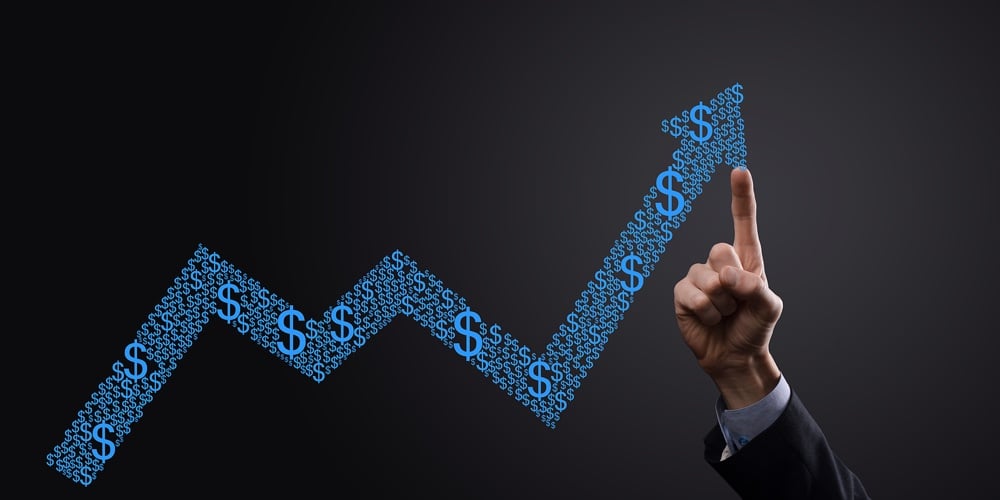 Figure 1|Figure 2|Figure 3|Figure 4|Figure 5|Businessman Hold Drawing On Screen Growing Graph