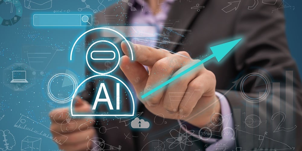 Businessman Holding Hologram Digital Chatbot