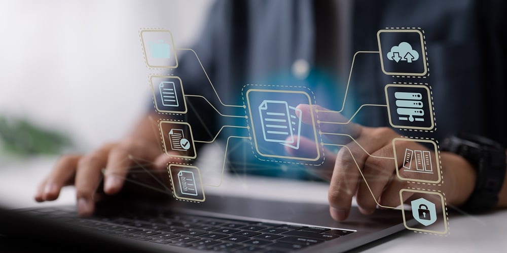 Businessperson Use A Computer To Document Management