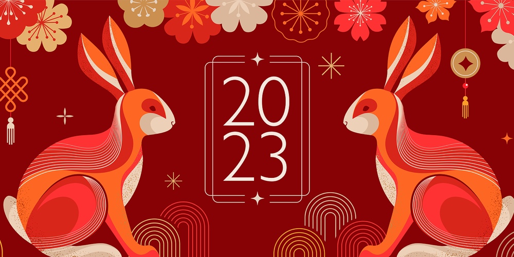 Chinese New Year 2023 Year Of The Rabbit – Red Traditional Chinese Designs With Rabbits