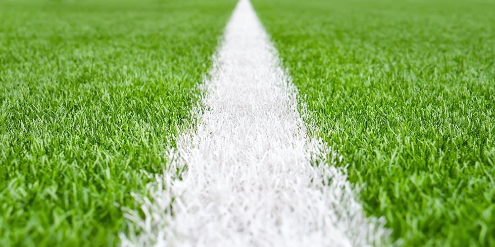Close Up Soccer Field Lines. Background Soccer Pitch Grass Football Stadium Ground View. Stadium Fie