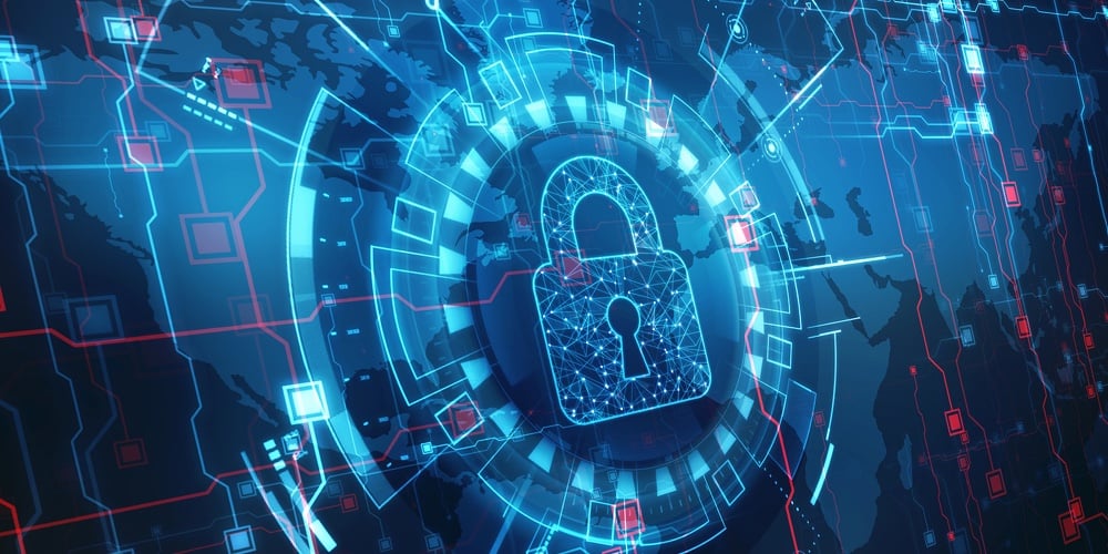 Closed Padlock On Digital Background