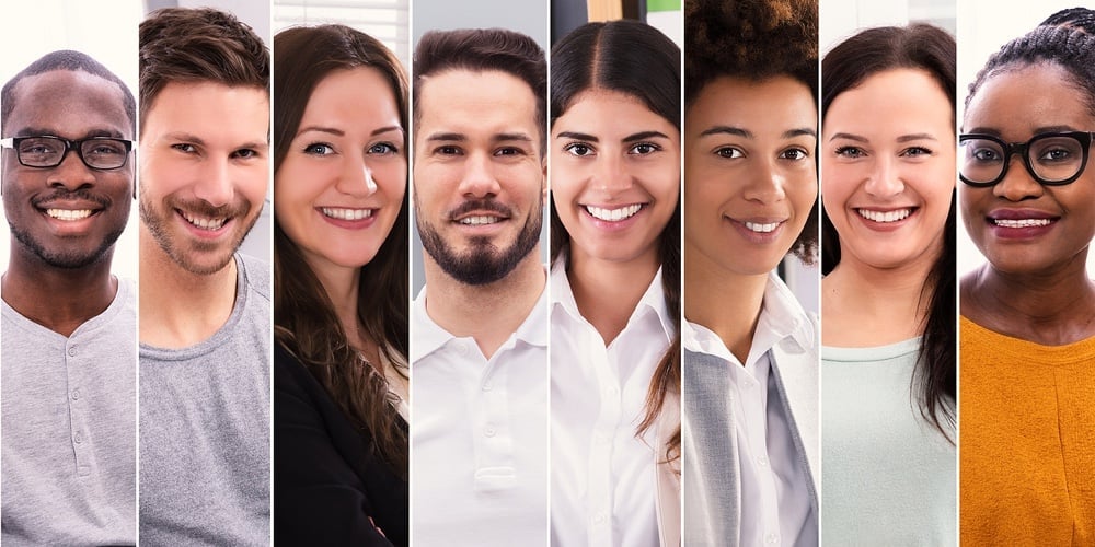 Collage Of Smiling People. Diverse Group Of People Portraits