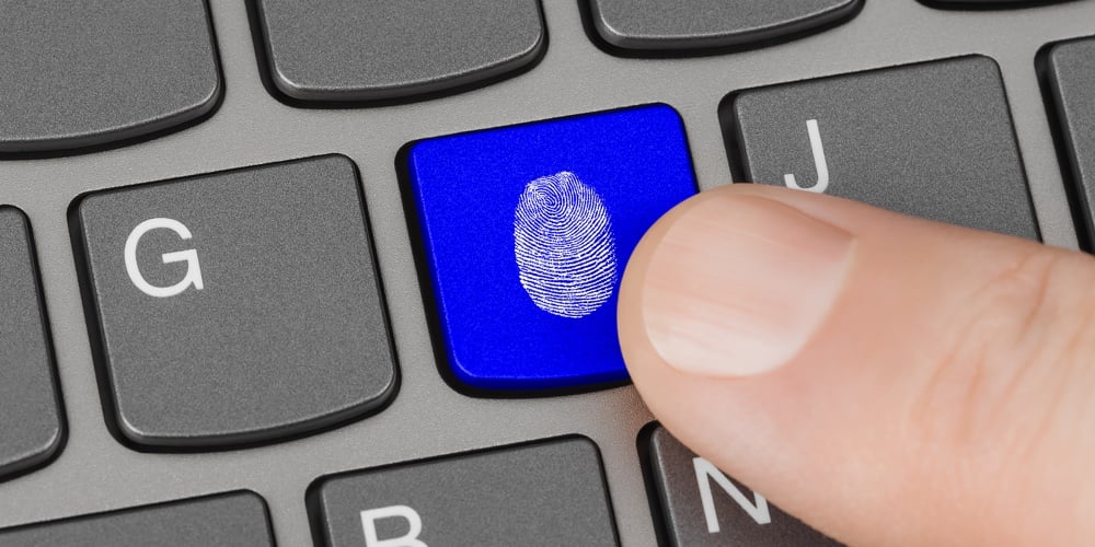 Computer keyboard with fingerprint – security concept