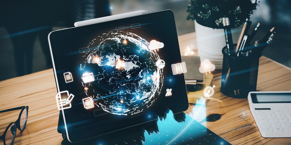 Concept Of The Digital World And Data Transmission Through The Internet
