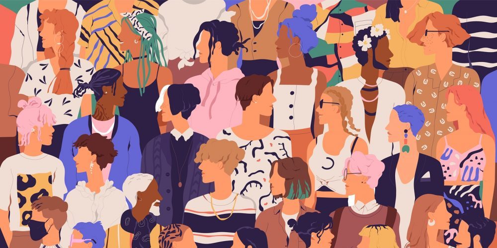 Crowd Of Young And Elderly Men And Women In Trendy Hipster Cloth|Crowd Of Young And Elderly Men And Women In Trendy Hipster Cloth|