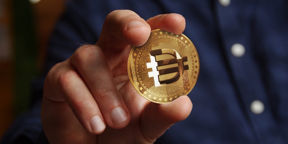 Dai Eth Stablecoin Cryptocurrency Golden Coin 3D Illustration