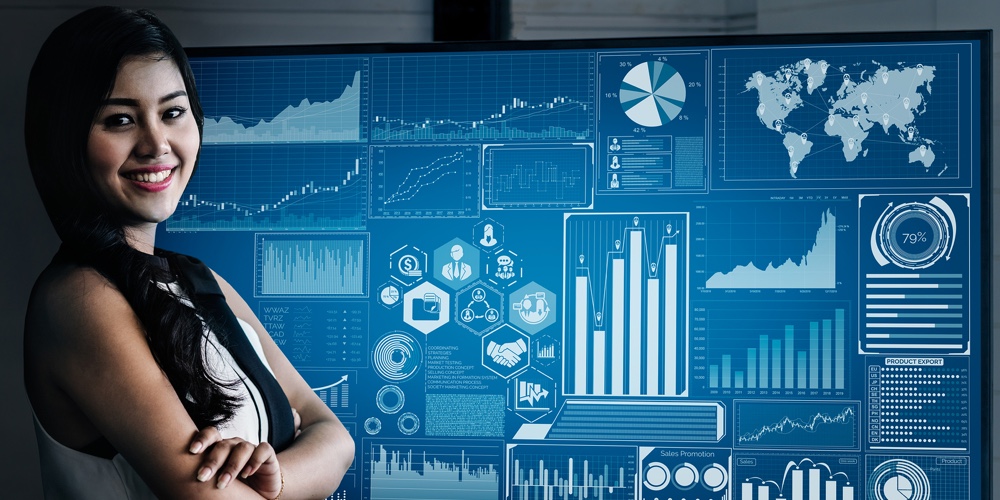 Data Analysis For Business And Finance Concept. Graphic Interface Showing Future Computer Technology