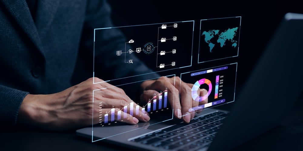 Data Analytics And Analyst Working With Computer In Business Management System To Make Report With K