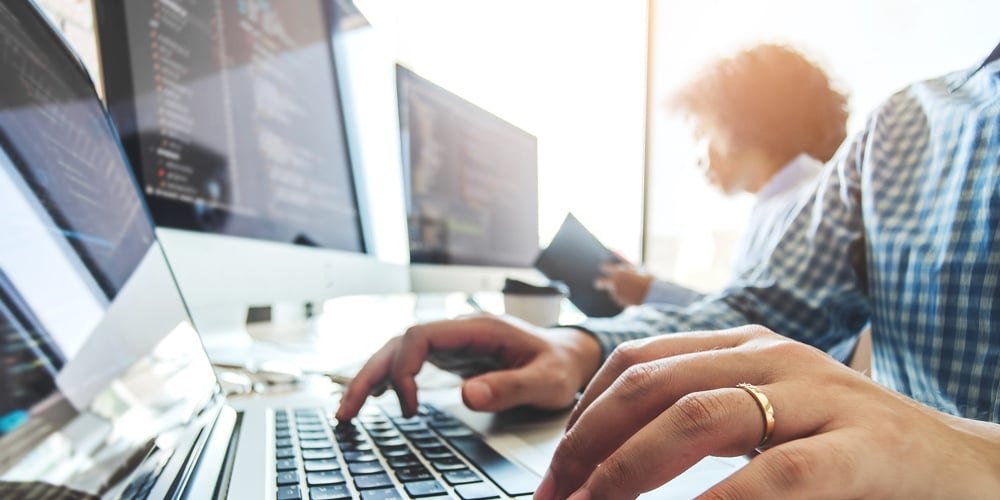 Developing Programmer Team Development Website Design And Coding Technologies Working In Software Co