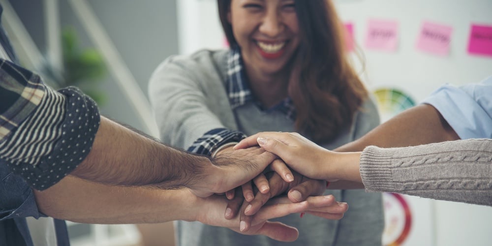 Diversity Volunteer Teamwork Friendship Holding Hands Together. Multiethnic Business People Team Sol