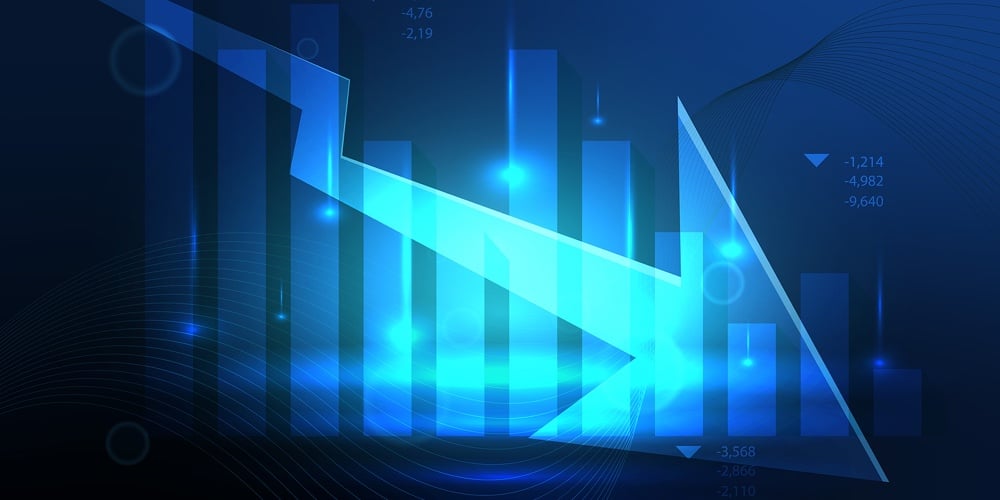 Down Arrow Negative Bar Graph Chart Depreciation Business Economic Recession
