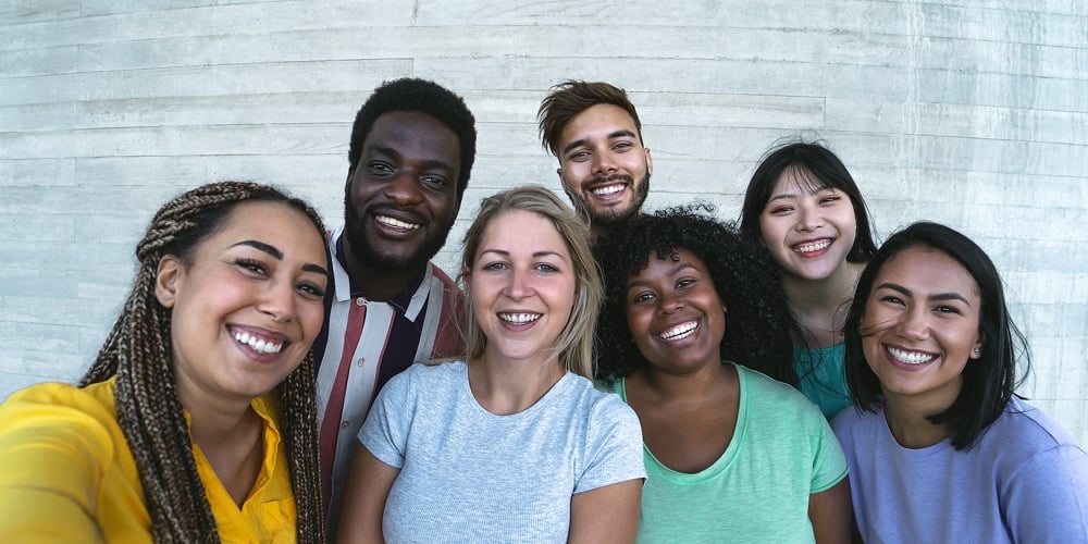 Group Multiracial Friends Having Fun Outdoor – Happy Mixed Race People Taking Selfie Together – Yout