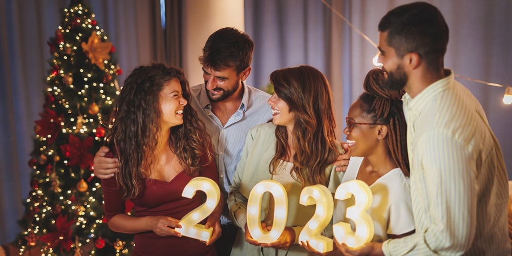 Group Of Young Friends Having Fun At New Years Eve Party