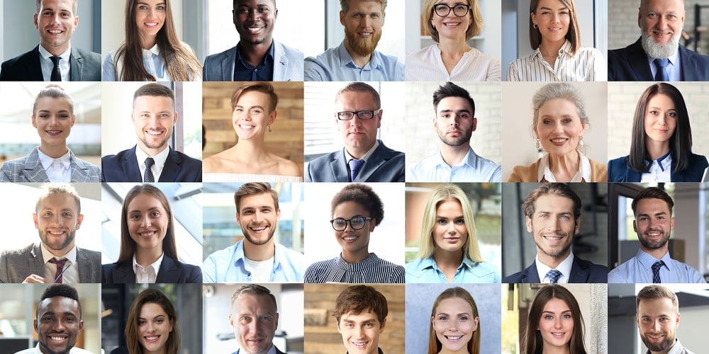 Happy Group Of Multiethnic Business People Men And Women. Different Young And Old People Group Heads|Happy Group Of Multiethnic Business People Men And Women. Different Young And Old People Group Heads