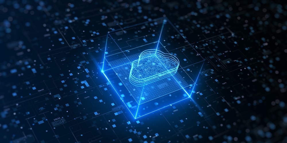 Hi Tech Cloud Computing And Cyber Security. Digital Data Network Protection. High-speed Connection D
