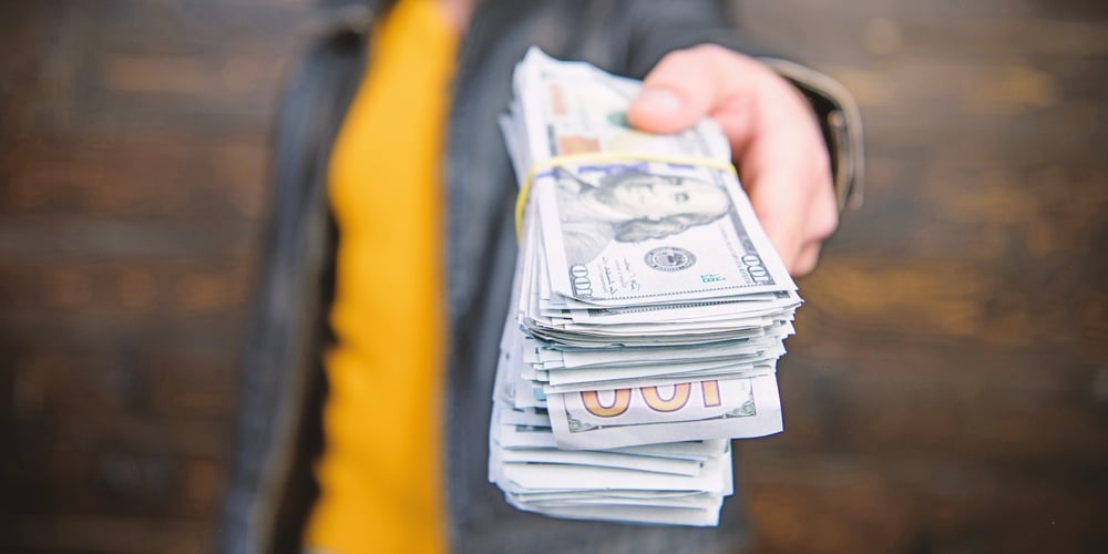 Illegal Profit And Black Cash. Guy Mafia Dealer With Cash Profit. Brutal Man Has Cash Money. Richnes