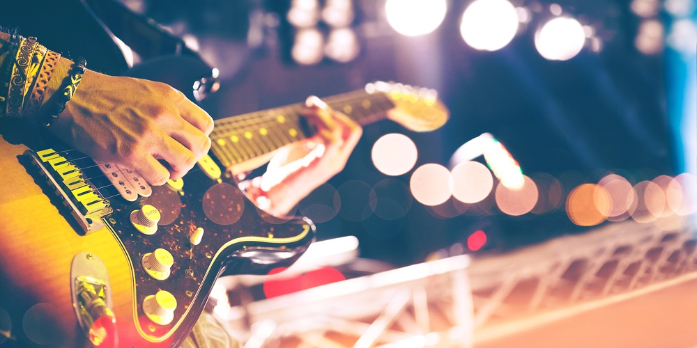 Live Music Background Vintage Style.concert And Music Festival.instrument On Stage And Band.stage Li