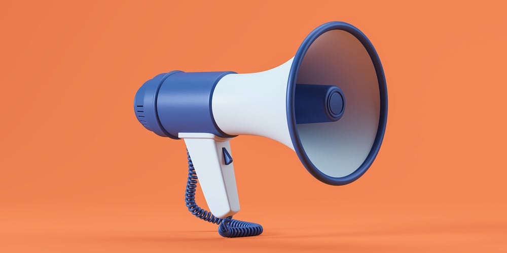 Loudspeaker On Orange Background