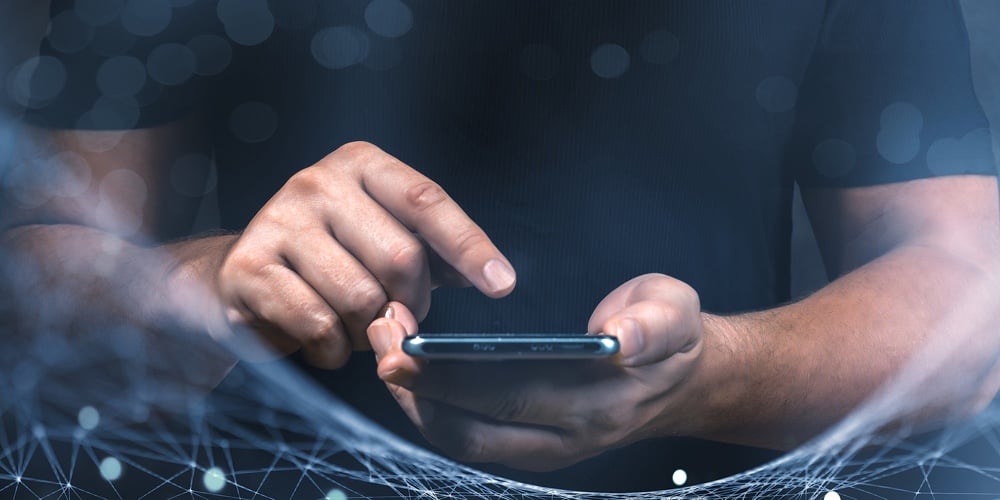 Male Hands With Cell Phone