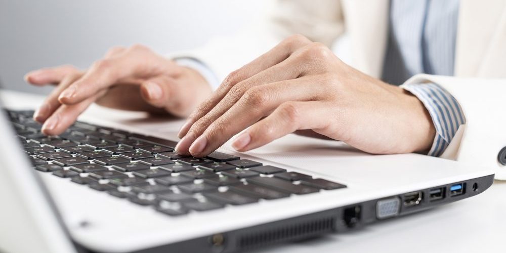Distance Learning Online Education And Work.happy Woman Girl Working Office Work Remotely From Home