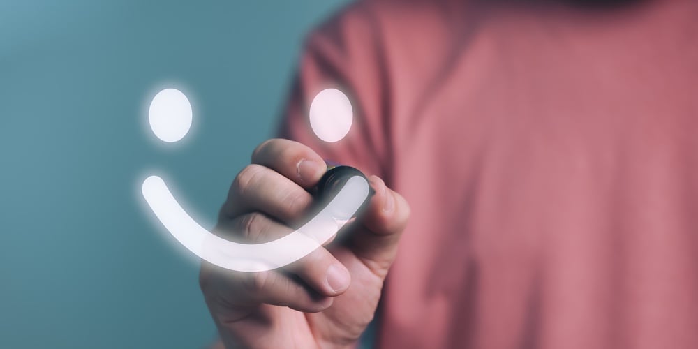 Man Writing Happy Smiling Face