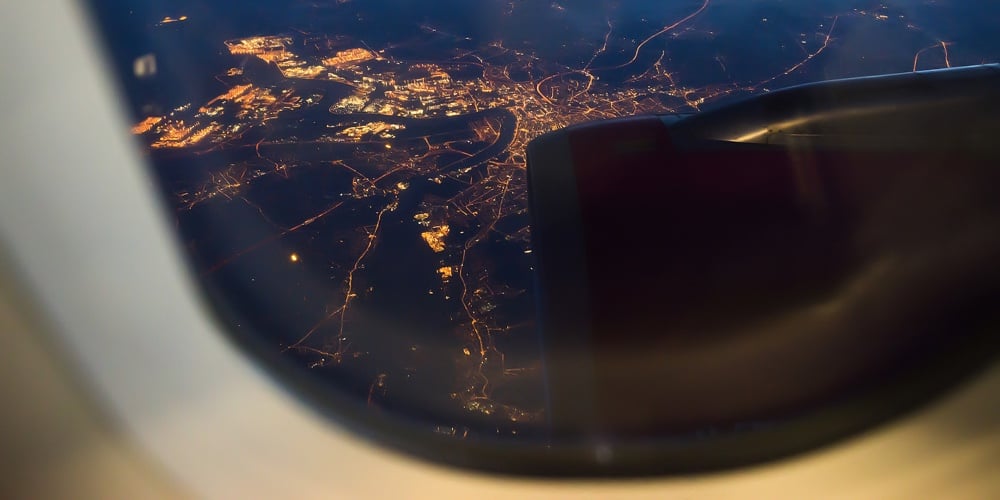 Night View Out Of Airplane