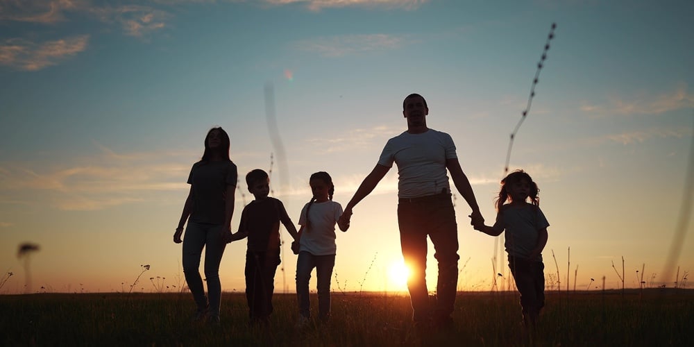 People In The Park Silhouette. Happy Family Kid Dream Holiday Lifestyle Concept. Friendly Family Hol