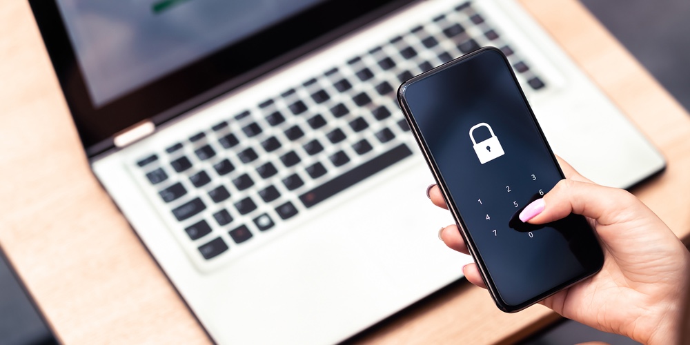 Phone Password Lock For Mobile Cyber Security Or Login Verification Passcode In Online Bank App. Dat