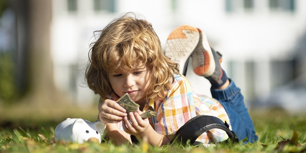 Piggy Bank For Money. Kid Saving Money For Purchase