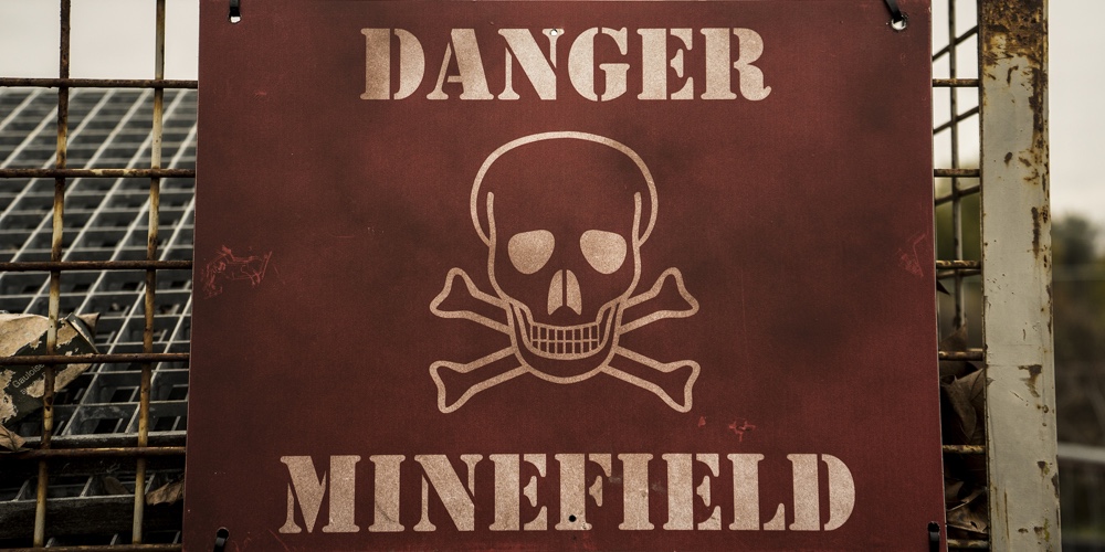 Plate Danger Minefield. Photo Plate Danger Minefield