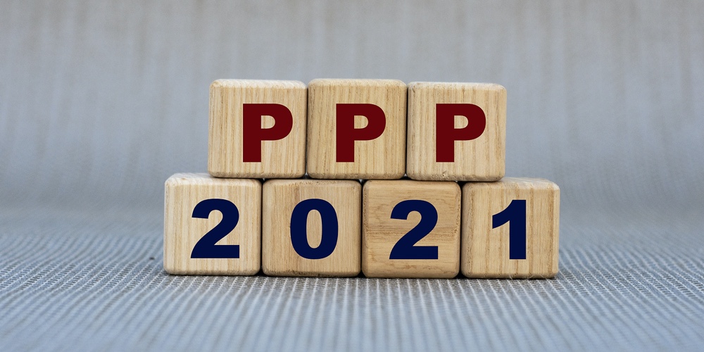 Ppp 2021 – Word On Wooden Cubes On A Gray Background. Business Concept