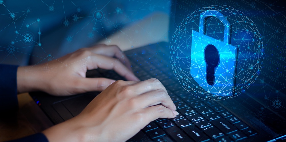 Press Enter Button On The Computer. Key Lock Security System Abstract Technology World Digital Link