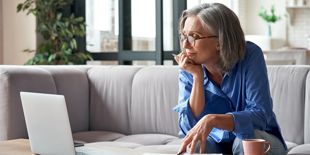 Senior Mature Older Woman Watching Business Training