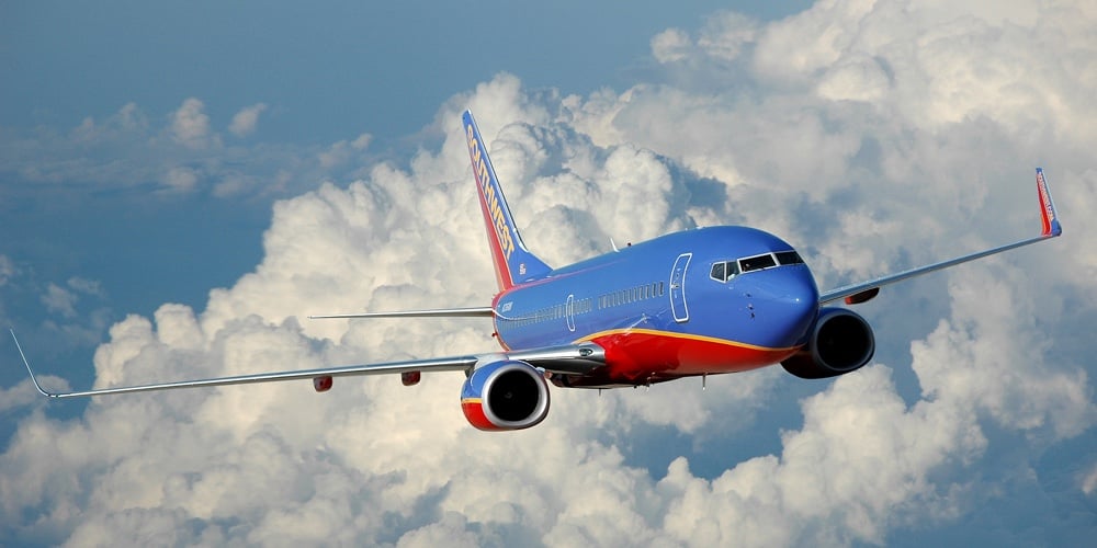 Southwest Airlines plane in flight
