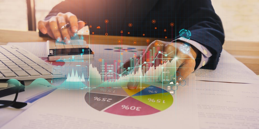 Stock Market Or Forex Trading Graph And Candlestick Chart Suitable For Financial Investment Concept.